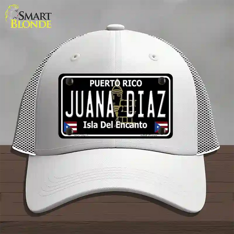 Juana Diaz Puerto Rico Black Novelty License Plate Hat Mesh / White