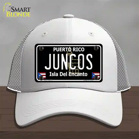 Juncos Puerto Rico Black Novelty License Plate Hat Mesh / White