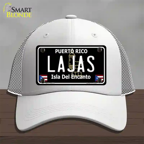 Lajas Puerto Rico Black Novelty License Plate Hat Mesh / White