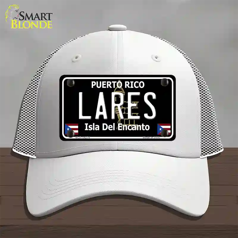 Lares Puerto Rico Black Novelty License Plate Hat Mesh / White