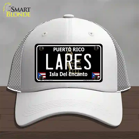 Lares Puerto Rico Black Novelty License Plate Hat Mesh / White