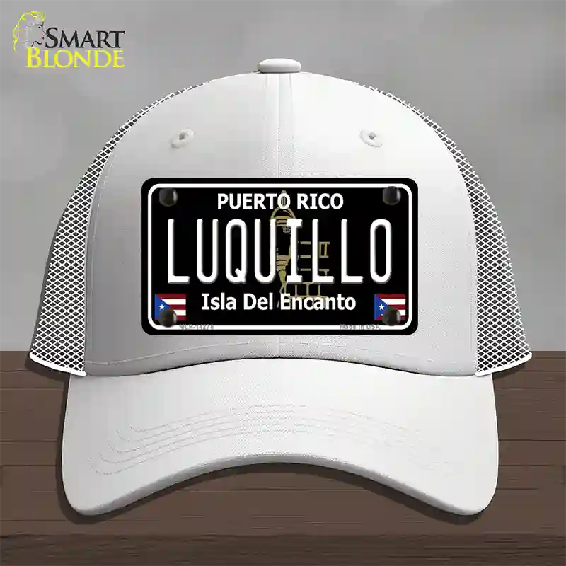 Luquillo Puerto Rico Black Novelty License Plate Hat Mesh / White