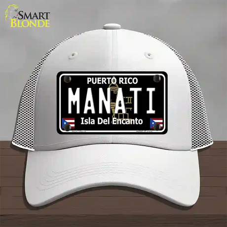 Manati Puerto Rico Black Novelty License Plate Hat Mesh / White