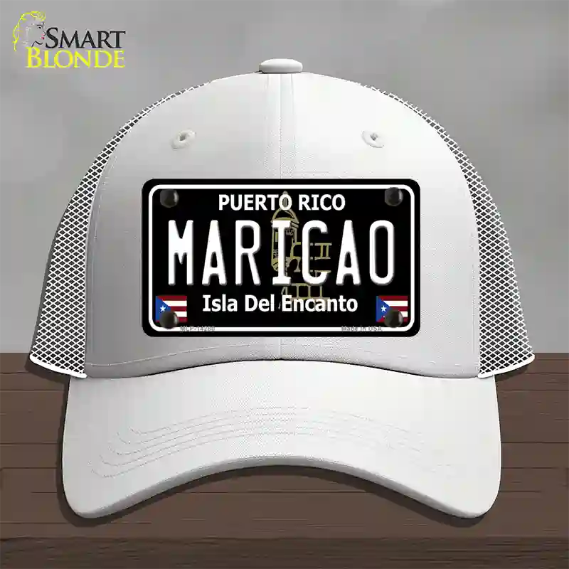 Maricao Puerto Rico Black Novelty License Plate Hat Mesh / White