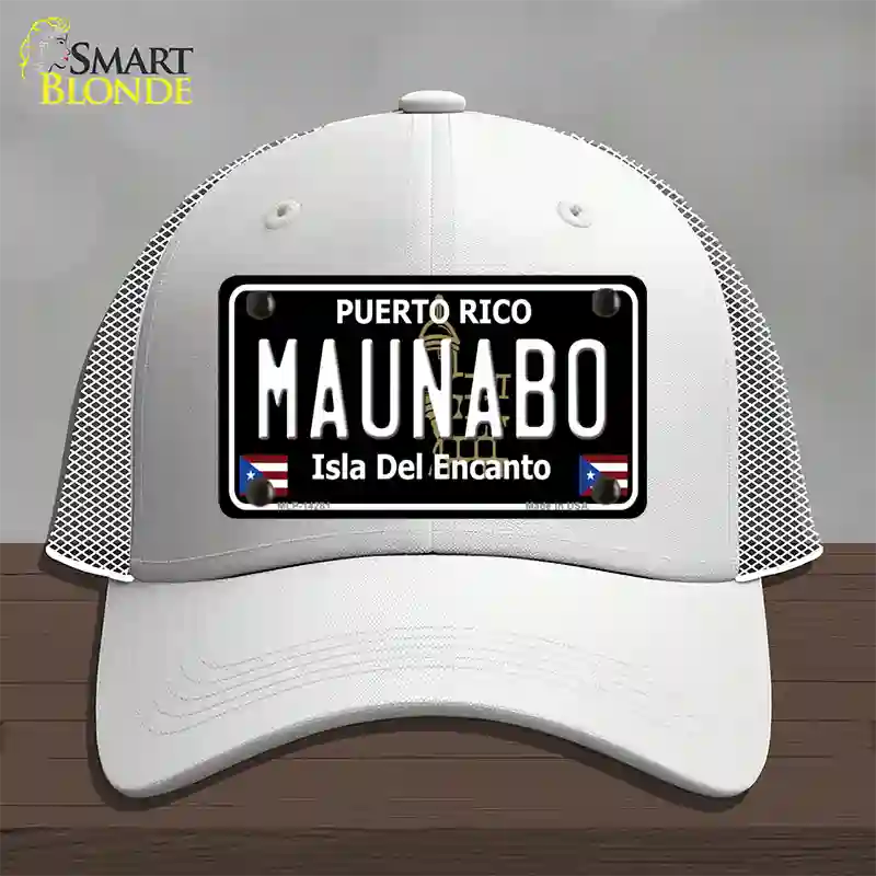 Maunabo Puerto Rico Black Novelty License Plate Hat Mesh / White