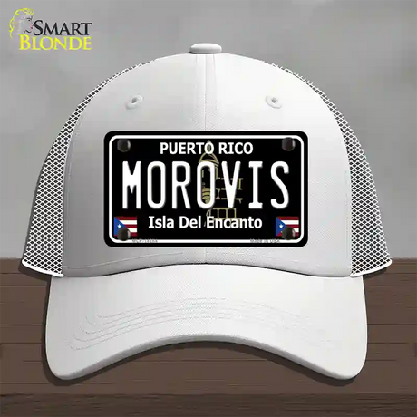 Morovis Puerto Rico Black Novelty License Plate Hat Mesh / White