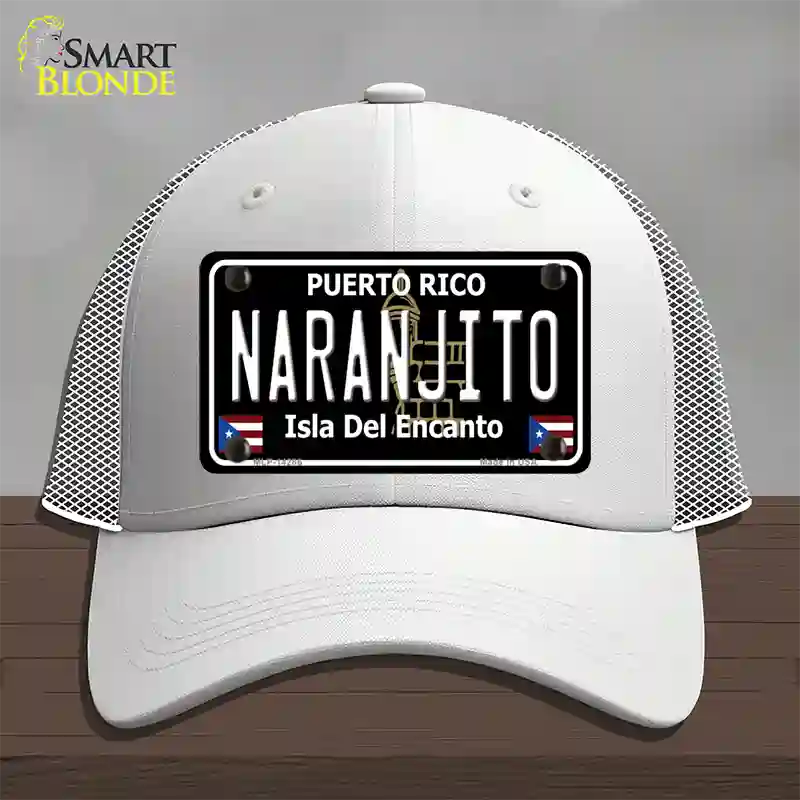 Naranjito Puerto Rico Black Novelty License Plate Hat Mesh / White