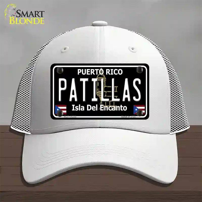 Patillas Puerto Rico Black Novelty License Plate Hat Mesh / White