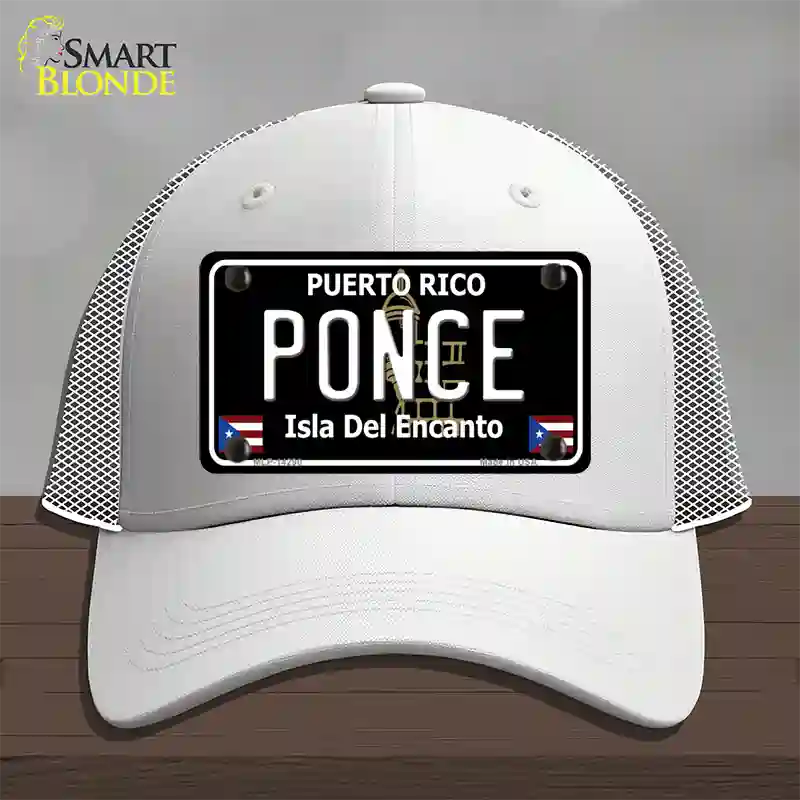 Ponce Puerto Rico Black Novelty License Plate Hat Mesh / White