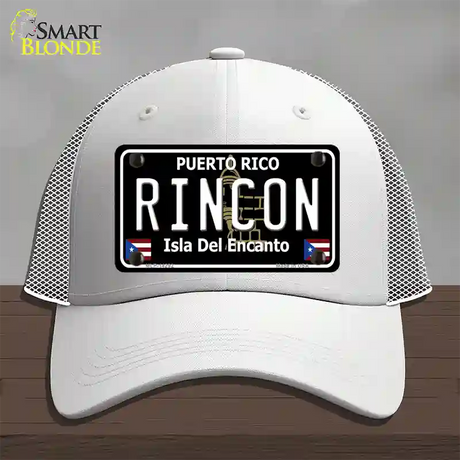 Rincon Puerto Rico Black Novelty License Plate Hat Mesh / White