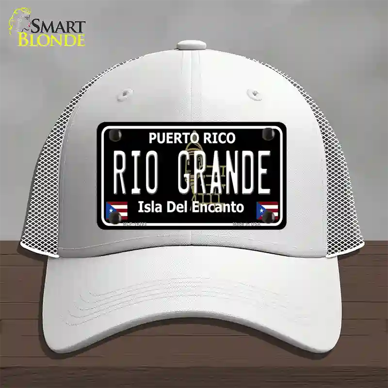 Rio Grande Puerto Rico Black Novelty License Plate Hat Mesh / White