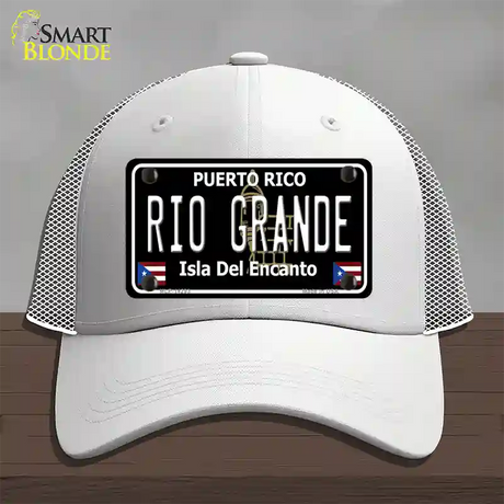 Rio Grande Puerto Rico Black Novelty License Plate Hat Mesh / White