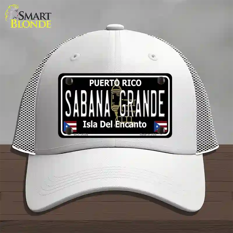 Sabana Grande Puerto Rico Black Novelty License Plate Hat Mesh / White