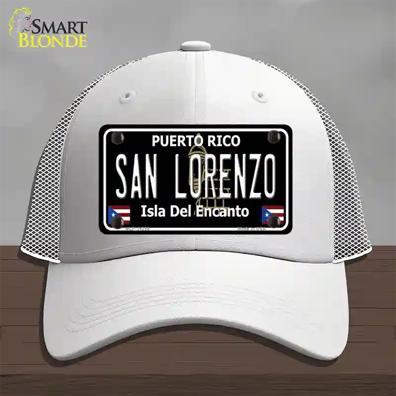 San Lorenzo Puerto Rico Black Novelty License Plate Hat Mesh / White