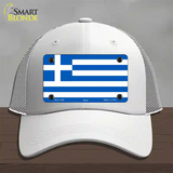 Greece Flag Novelty License Plate Hat Mesh / White