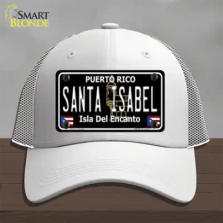 Santa Isabel Puerto Rico Black Novelty License Plate Hat Mesh / White