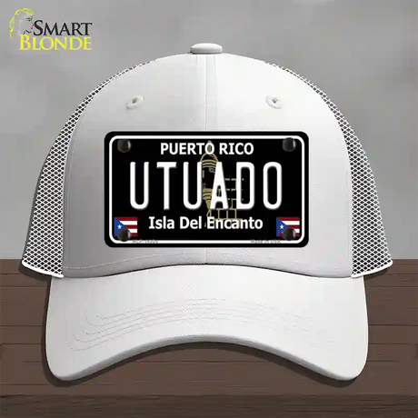 Utuado Puerto Rico Black Novelty License Plate Hat Mesh / White