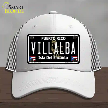 Villalba Puerto Rico Black Novelty License Plate Hat Mesh / White