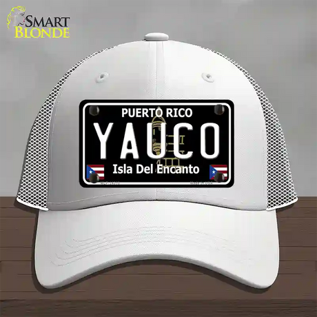 Yauco Puerto Rico Black Novelty License Plate Hat Mesh / White