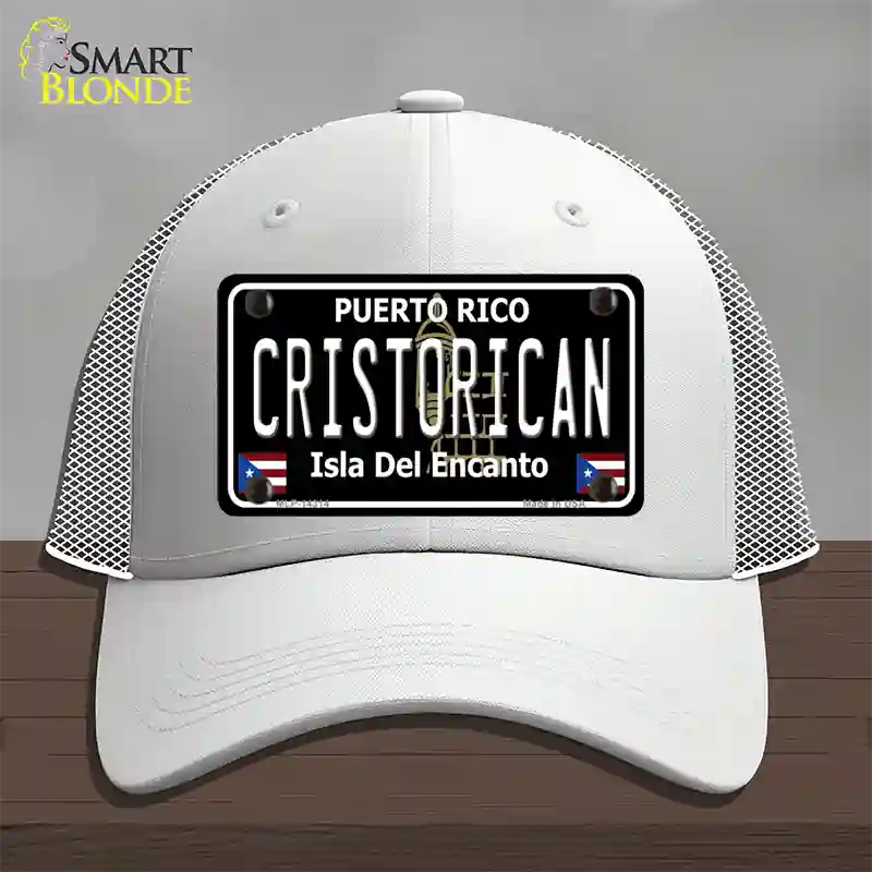 Cristorican Puerto Rico Black Novelty License Plate Hat Mesh / White