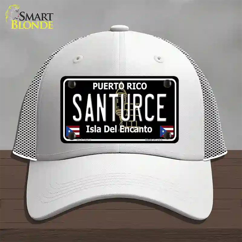 Santurce Puerto Rico Black Novelty License Plate Hat Mesh / White