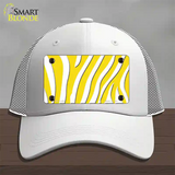 Yellow White Zebra Novelty License Plate Hat Mesh / White