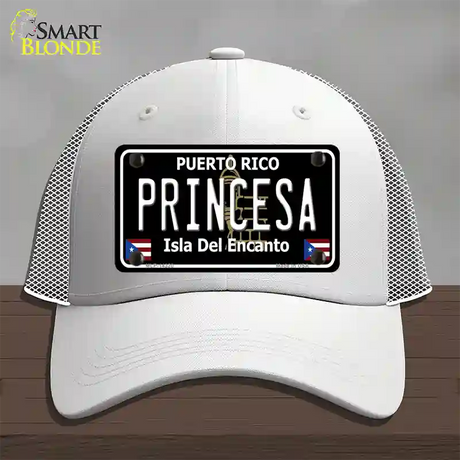 Princesa Puerto Rico Black Novelty License Plate Hat Mesh / White