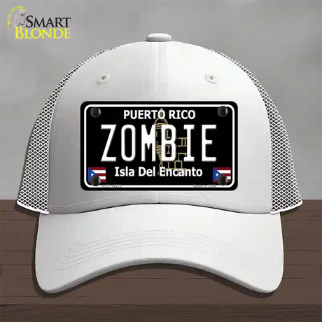 Zombie Puerto Rico Black Novelty License Plate Hat Mesh / White