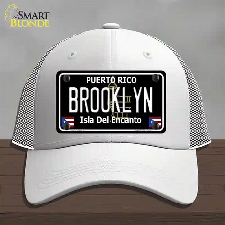 Brooklyn Puerto Rico Black Novelty License Plate Hat Mesh / White