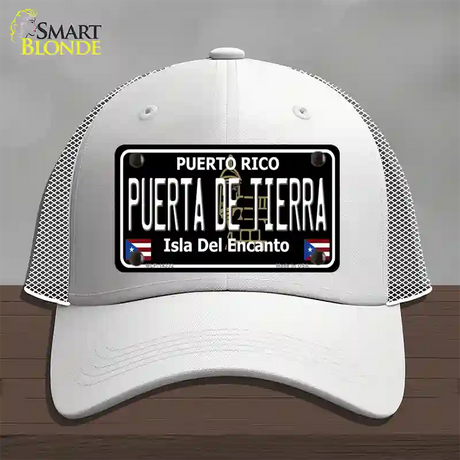 Puerta De Tierra Puerto Rico Black Novelty License Plate Hat Mesh / White