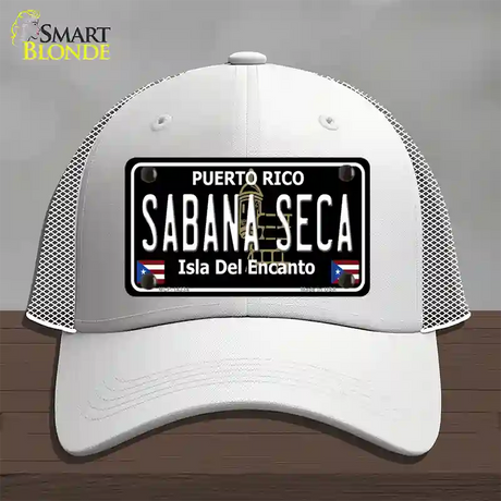 Sabana Seca Puerto Rico Black Novelty License Plate Hat Mesh / White