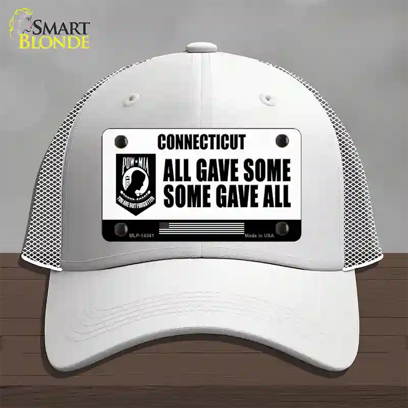 Connecticut POW MIA Some Gave All Novelty License Plate Hat Mesh / White