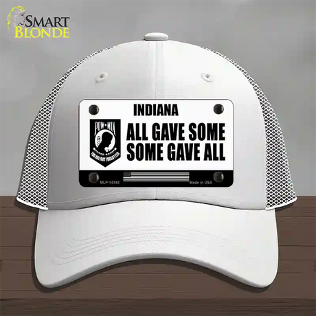 Indiana POW MIA Some Gave All Novelty License Plate Hat Mesh / White