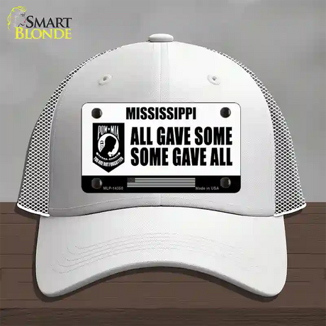 Mississippi POW MIA Some Gave All Novelty License Plate Hat Mesh / White