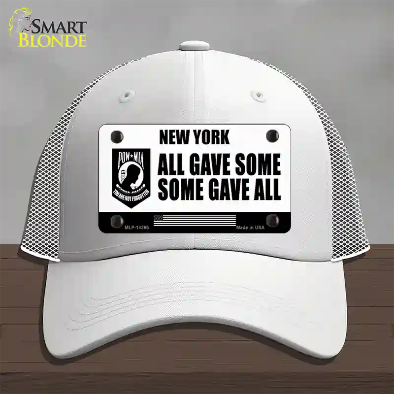 New York POW MIA Some Gave All Novelty License Plate Hat Mesh / White