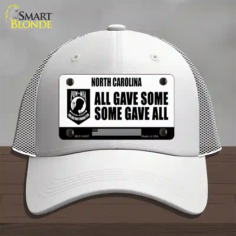 North Carolina POW MIA Some Gave All Novelty License Plate Hat Mesh / White