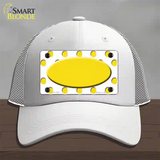 Yellow White Polka Dot Yellow Center Oval Novelty License Plate Hat Mesh / White