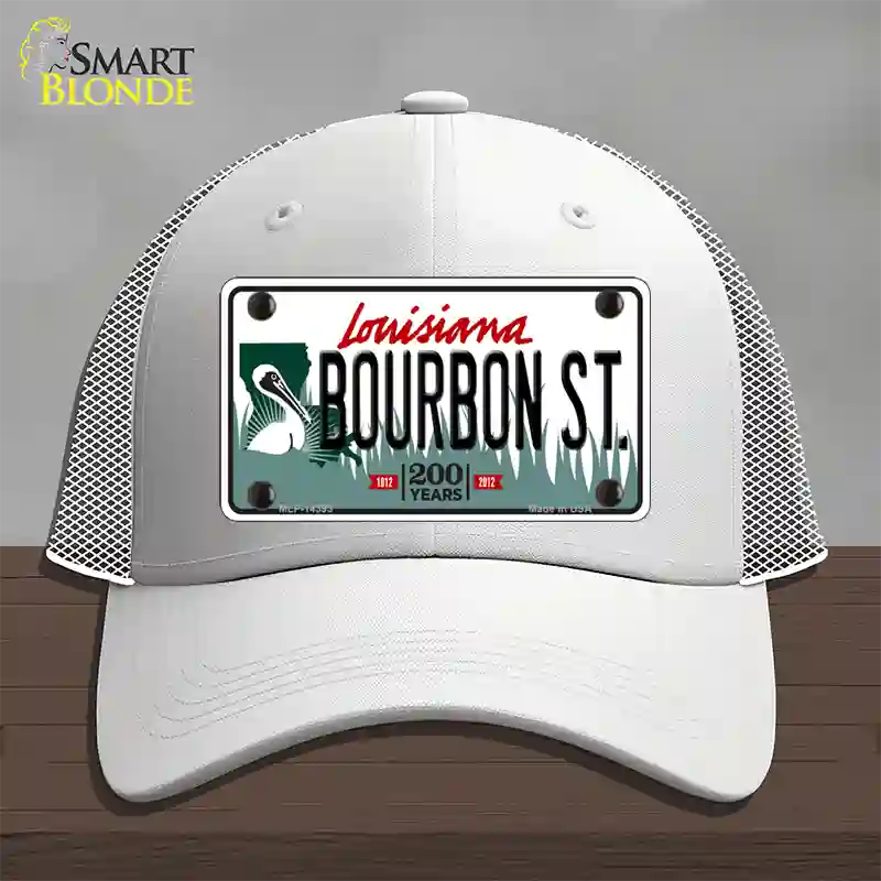 Bourbon St Louisiana Novelty License Plate Hat Mesh / White