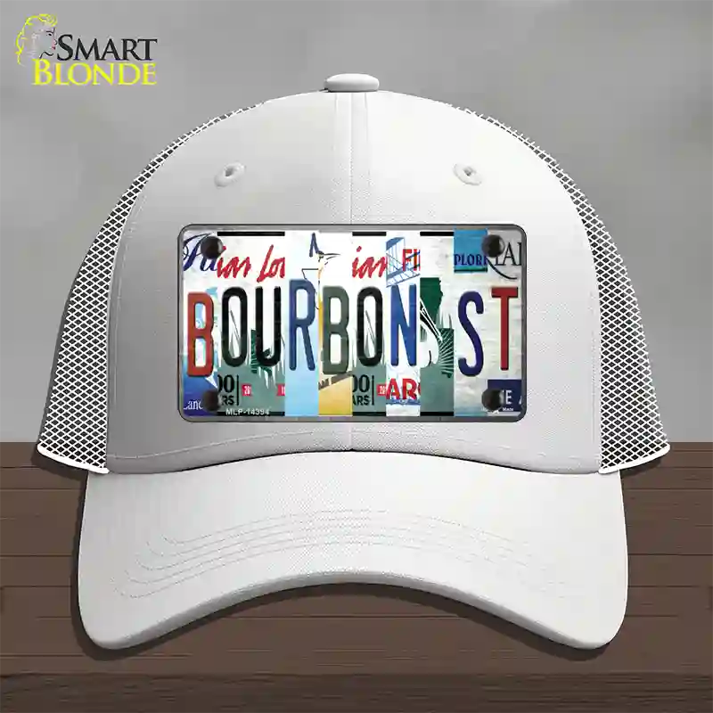 Bourbon St License Plate Art Novelty License Plate Hat Mesh / White