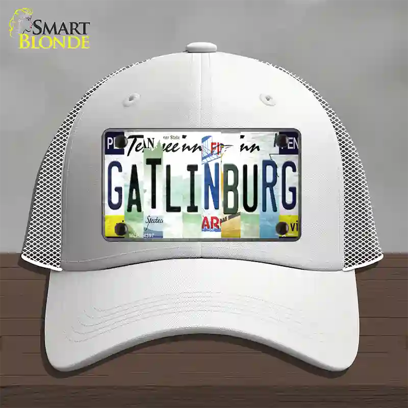 Gatlinburg License Plate Art Novelty License Plate Hat Mesh / White