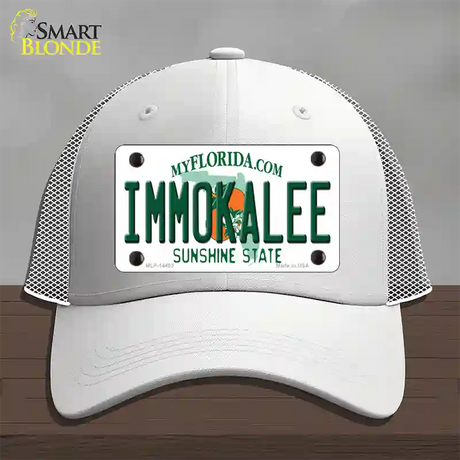 Immokalee Florida Novelty License Plate Hat Mesh / White