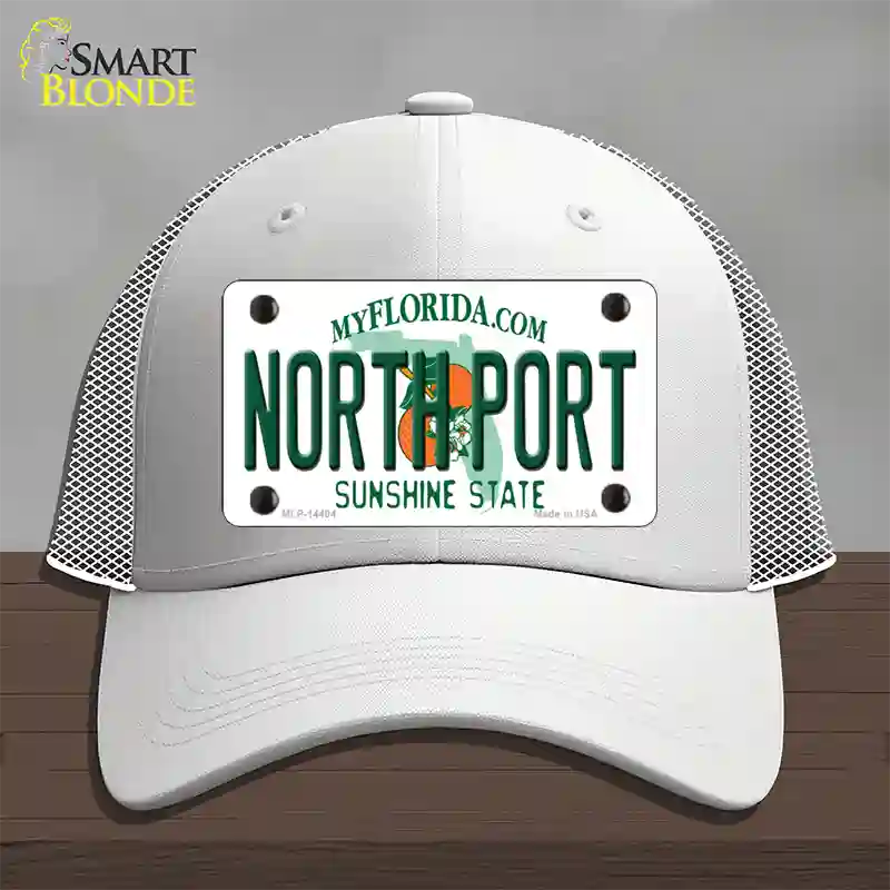 North Port Florida Novelty License Plate Hat Mesh / White