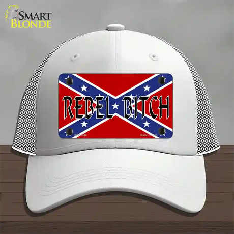 Rebel Bitch Novelty License Plate Hat Mesh / White