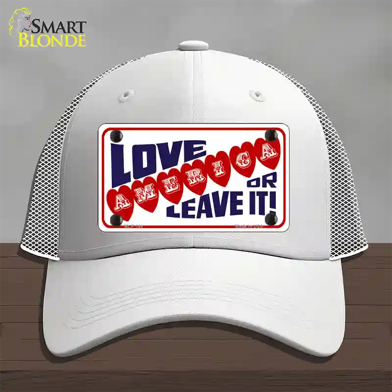 Love America Or Leave It Novelty License Plate Hat Mesh / White