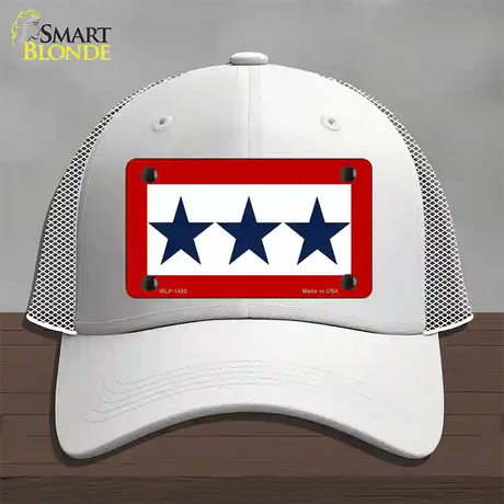 Blue Star Three Novelty License Plate Hat Mesh / White