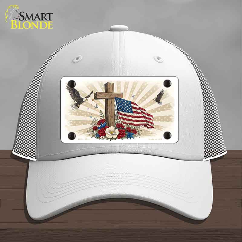 Eagle Flag and Cross Novelty License Plate Hat HAT-MLP-14510