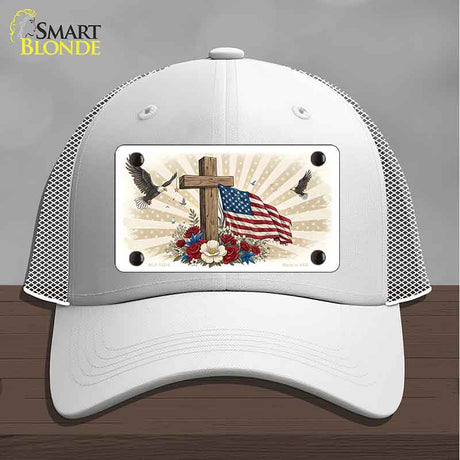 Eagle Flag and Cross Novelty License Plate Hat HAT-MLP-14510