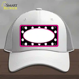 White Black Polka Dots Pink Frame And White Center Oval Novelty License Plate Hat Mesh / White