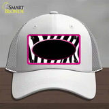 Black White Pink Zebra Center Oval Novelty License Plate Hat Mesh / White