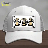 See Hear Speak Monkey Novelty License Plate Hat Mesh / White